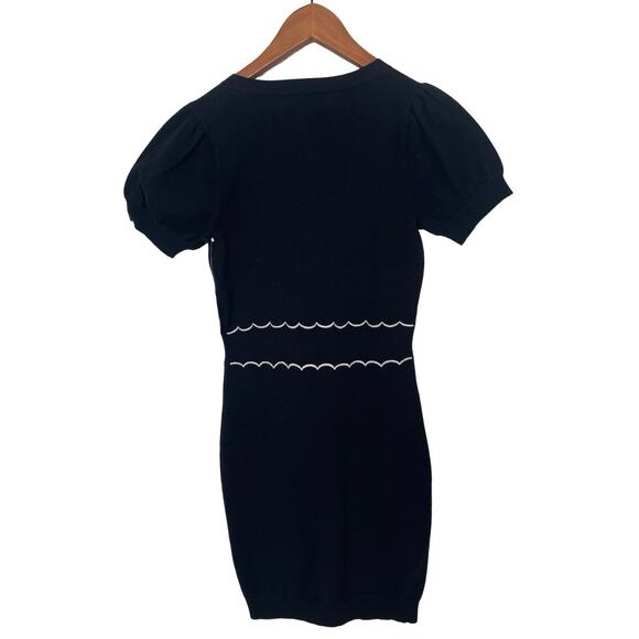 West Bridge Apparel Black Embroidered Knit Puff Sleeve Dress Prototype Sample M - Picture 3 of 8
